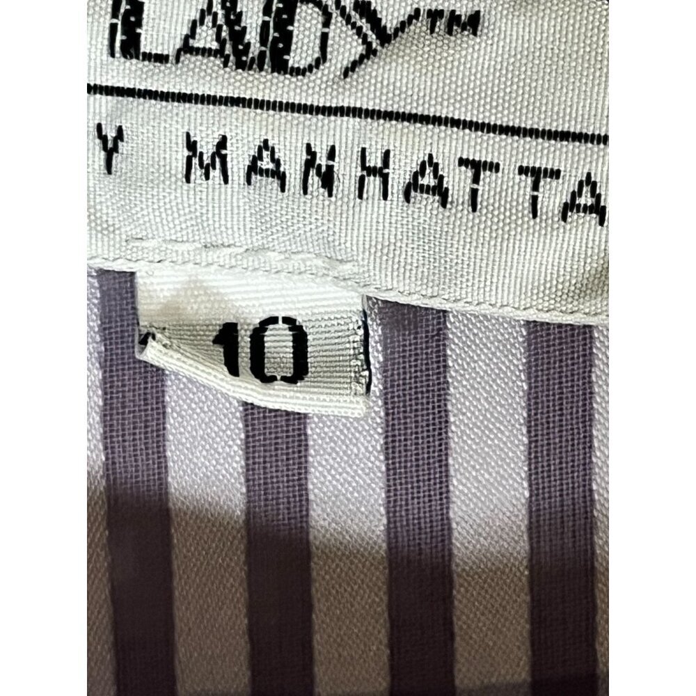 Retro Striped Blouse 10 Purple Classic Old Money Preppy Chic Artsy Boho Glam 80s - Picture 8 of 11